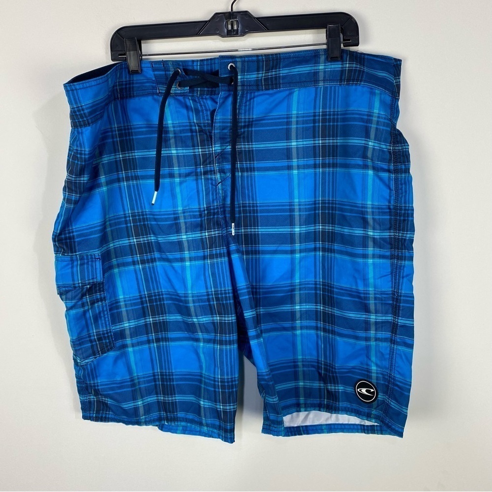 O'neill blue plaid mens swim trunks